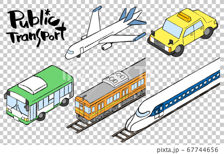イラスト素材 公共交通機関 乗り物 セットのイラスト素材