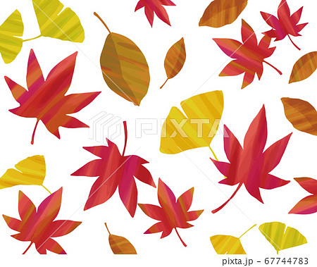 水彩風落ち葉の背景模様 67744783
