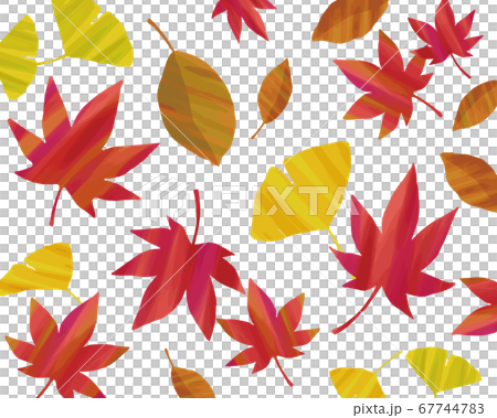 水彩風落ち葉の背景模様 67744783