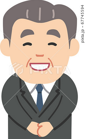 笑顔で立つスーツ姿のシニア男性 ビジネスマンのイラスト素材
