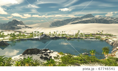 Beautiful natural background -African oasis 3d rendering 67746541