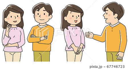 会話している若い夫婦のイラスト素材