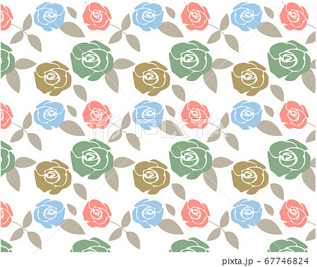 バラの花柄の背景イラスト シームレスパターン のイラスト素材