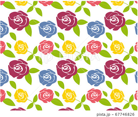 バラの花柄の背景イラスト シームレスパターン のイラスト素材