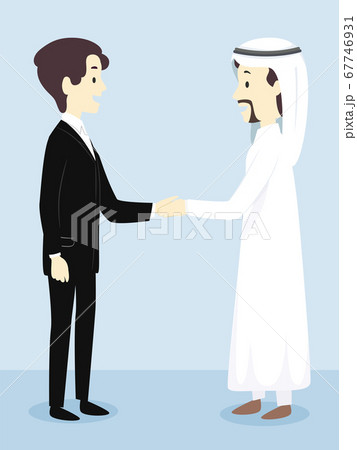 Men Formal Qatar Shake Hands Illustrationのイラスト素材