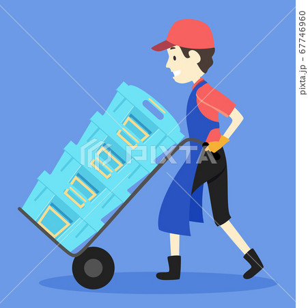 Man Fish Delivery Boy Illustration 67746960