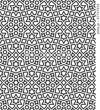 Seamless arabic geometric ornament in black and Seamless arabic geometric ornament in black and 67747658