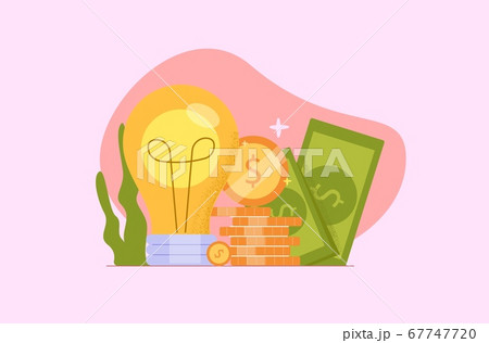 Fundraising crowdfunding illustration. Development of new business idea product launch. 67747720