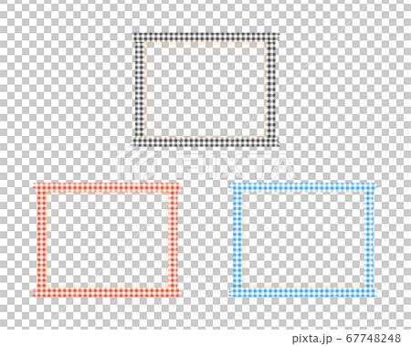 チェック柄リボンのワイプ枠 3色セットのイラスト素材