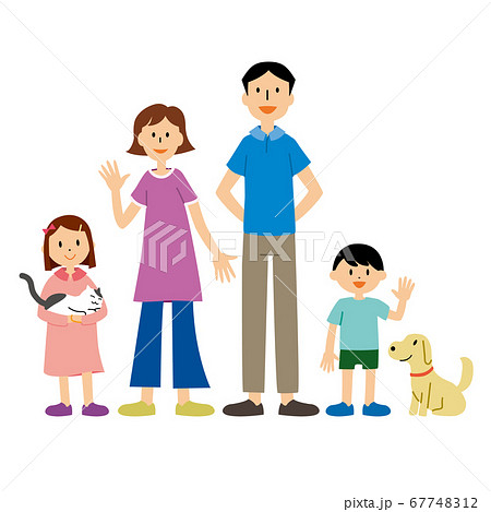 家族と猫と犬のイラスト 家族と猫と犬のイラスト 67748312