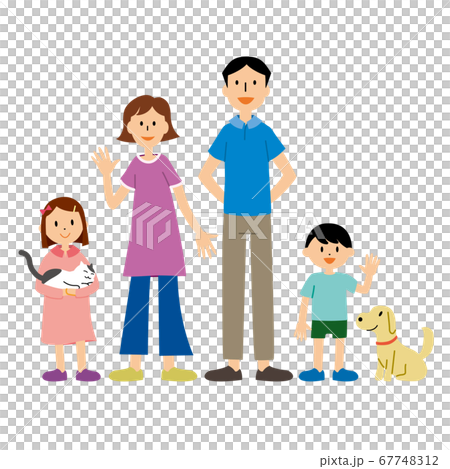 Family, cat and dog illustration 67748312