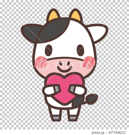 A cow character holding a heart A cow character holding a heart 67749022
