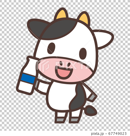 Cow Character Drinking Milk Stock Illustration