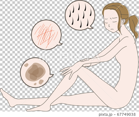Illustration of a woman with dissatisfied skin 67749038