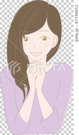 Female Hands Holding A Smile In Front Of Her Chest Stock Illustration