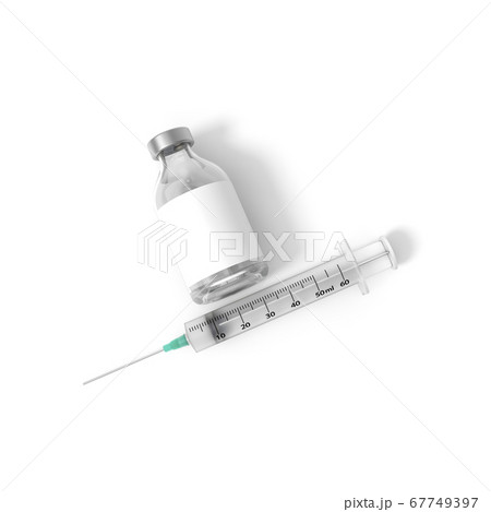 Vaccine and syringe injection for prevention, immunization from virus infection 3d rendering. 3d illustration ampoule vaccine with other vaccination vials. Health care and Medicine infectious concept. 67749397