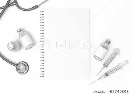 Vaccine and syringe injection for prevention, immunization from virus infection 3d rendering. 3d illustration ampoule vaccine with other vaccination vials. Health care and Medicine infectious concept. 67749398
