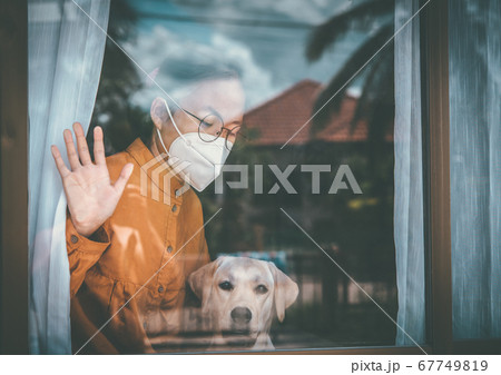 Asian girl wearing glasses, wearing a mask, with 67749819