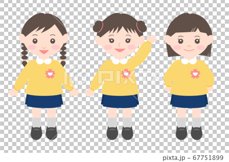 插畫素材：不同髮型的幼稚園女生 67751899