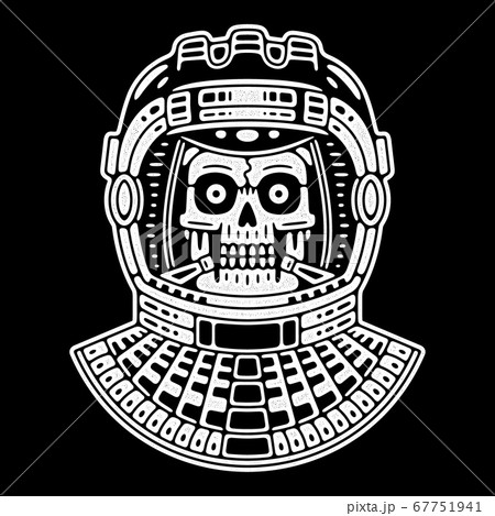 Spaceman skull. Modern space logo. Monochrome emblem. 67751941