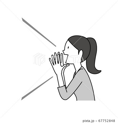 声を出す女性 イラスト 横 モノクロのイラスト素材 声を出す女性 イラスト 横 モノクロのイラスト素材