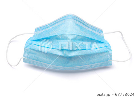 Disposable blue medical face mask isolated on white background with clipping path 67753024