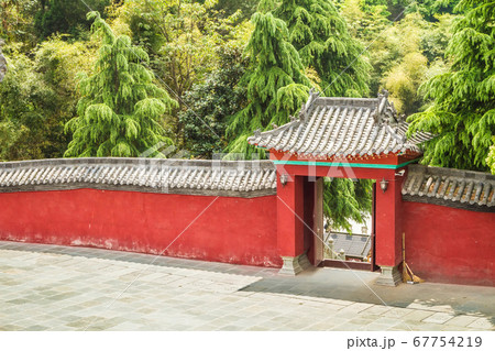 China, the Wudang monastery, red wall China, the Wudang monastery, red wall 67754219