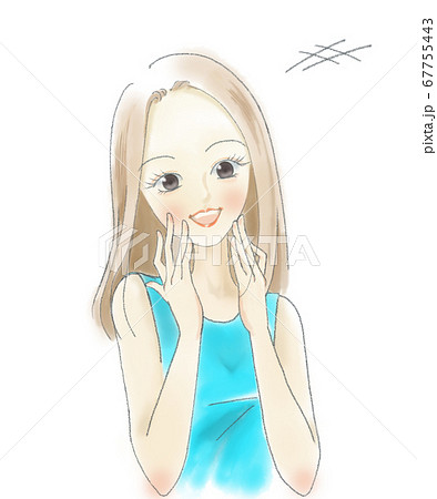輝くような満面の笑みの女性のイラスト素材