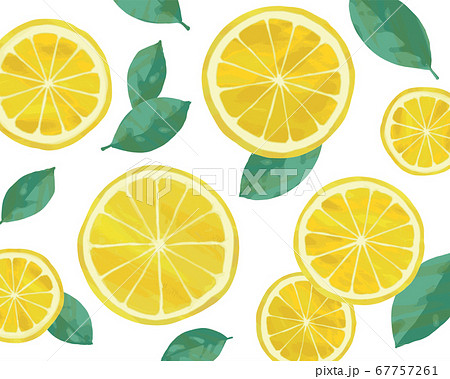 水彩風レモンの背景模様のイラスト素材