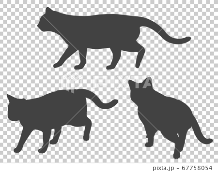 猫 シルエット 歩くのイラスト素材
