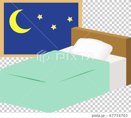 夜のベッドのイラスト素材