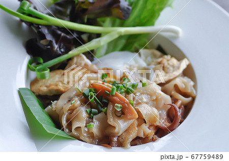 stir fried noodles pork and egg 67759489