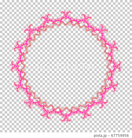 ピンクの円形フレームのイラスト素材