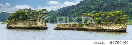 日本三景松島の風景　双子島（鯨島・亀島）　宮城県松島町 67760445