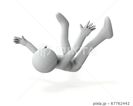 転倒して後ろに倒れるキャラクター 3dレンダリング のイラスト素材