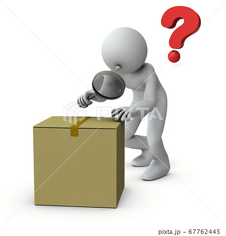 不審物を調査するキャラクター。3Dレンダリング 67762445