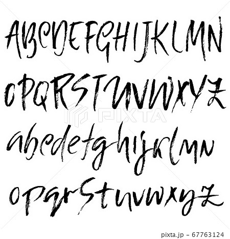 Hand drawn font made by dry brush strokes. Grunge style alphabet. Handwritten font. Vector illustration. Hand drawn font made by dry brush strokes. Grunge style alphabet. Handwritten font. Vector illustration. 67763124