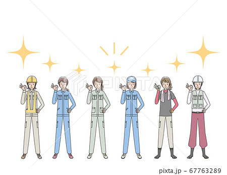 okサインをする女性作業員　いろいろ 67763289