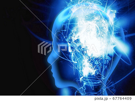 抽象的な人の横顔の3dイラストのイラスト素材