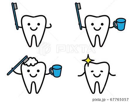歯 キャラクター デンタル Dental 歯磨き セットのイラスト素材