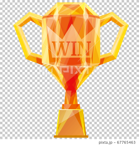 輝くオレンジクリスタルの優勝カップ 67765463