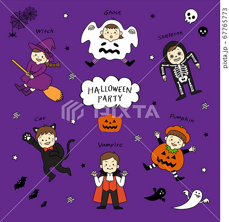 ハロウィンの仮装をする子ども達シリーズ（アウトラインあり） 67765773