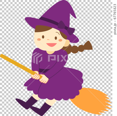 ハロウィンの仮装をする子ども達シリーズ（魔女・女の子・アウトラインなし） 67765823