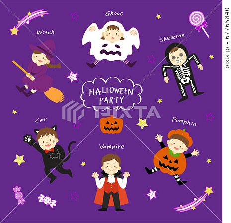 ハロウィンの仮装をする子ども達シリーズ(アウトラインなし) ハロウィンの仮装をする子ども達シリーズ(アウトラインなし) 67765840