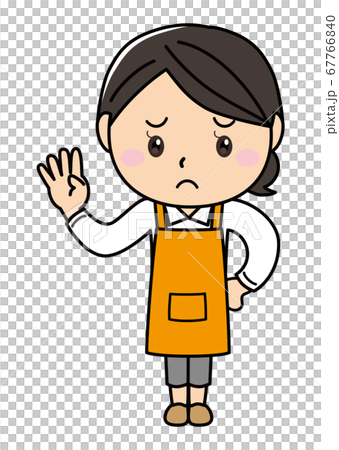 女の子01_28（エプロン姿でポーズをとる困った顔の女性シリーズ） 67766840