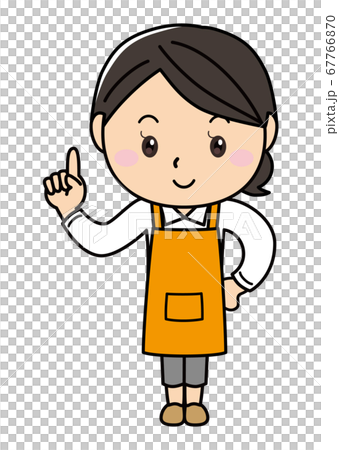 女の子01_01（エプロン姿でポーズをとる笑顔の女性シリーズ） 67766870