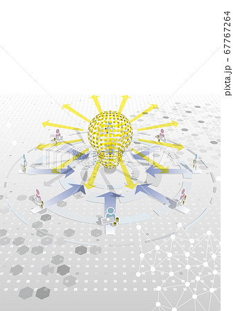 アイデアを発信し資金を募るクラウドファンディングイメージ　ベクターイラスト 67767264