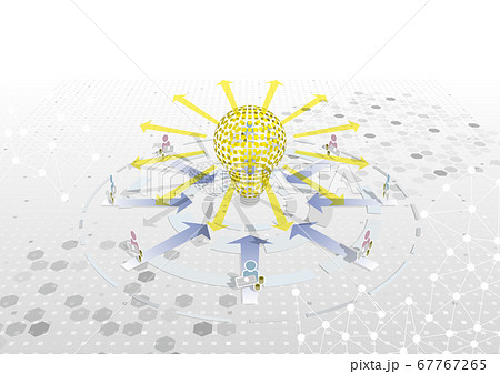 アイデアを発信し資金を募るクラウドファンディングイメージ　ベクターイラスト 67767265