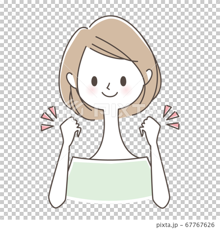 ガッツポーズをする女性 67767626