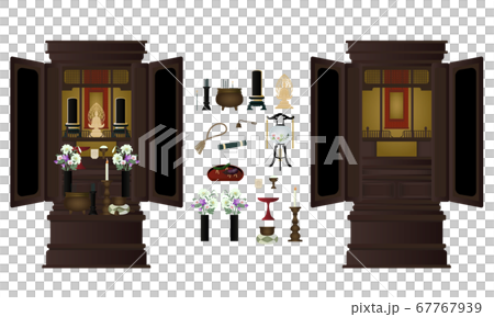 Buddhist altar vector illustration set Buddhist altar vector illustration set 67767939